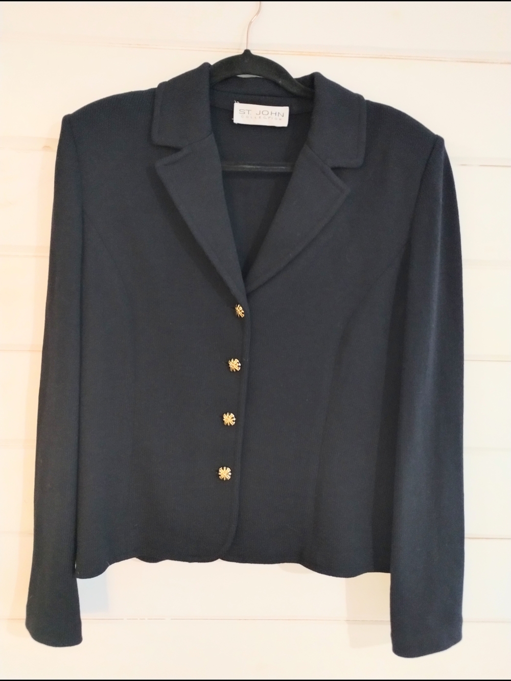 St John Collection Santana Knit Blazer Black Gold Buttons L - Picture 3 of 6